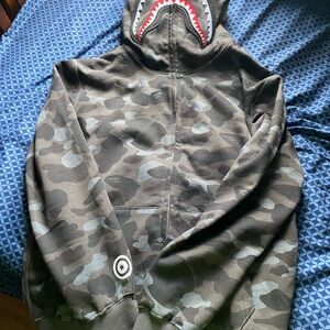 Bape Shark Camo Hoodie - Black and Gray